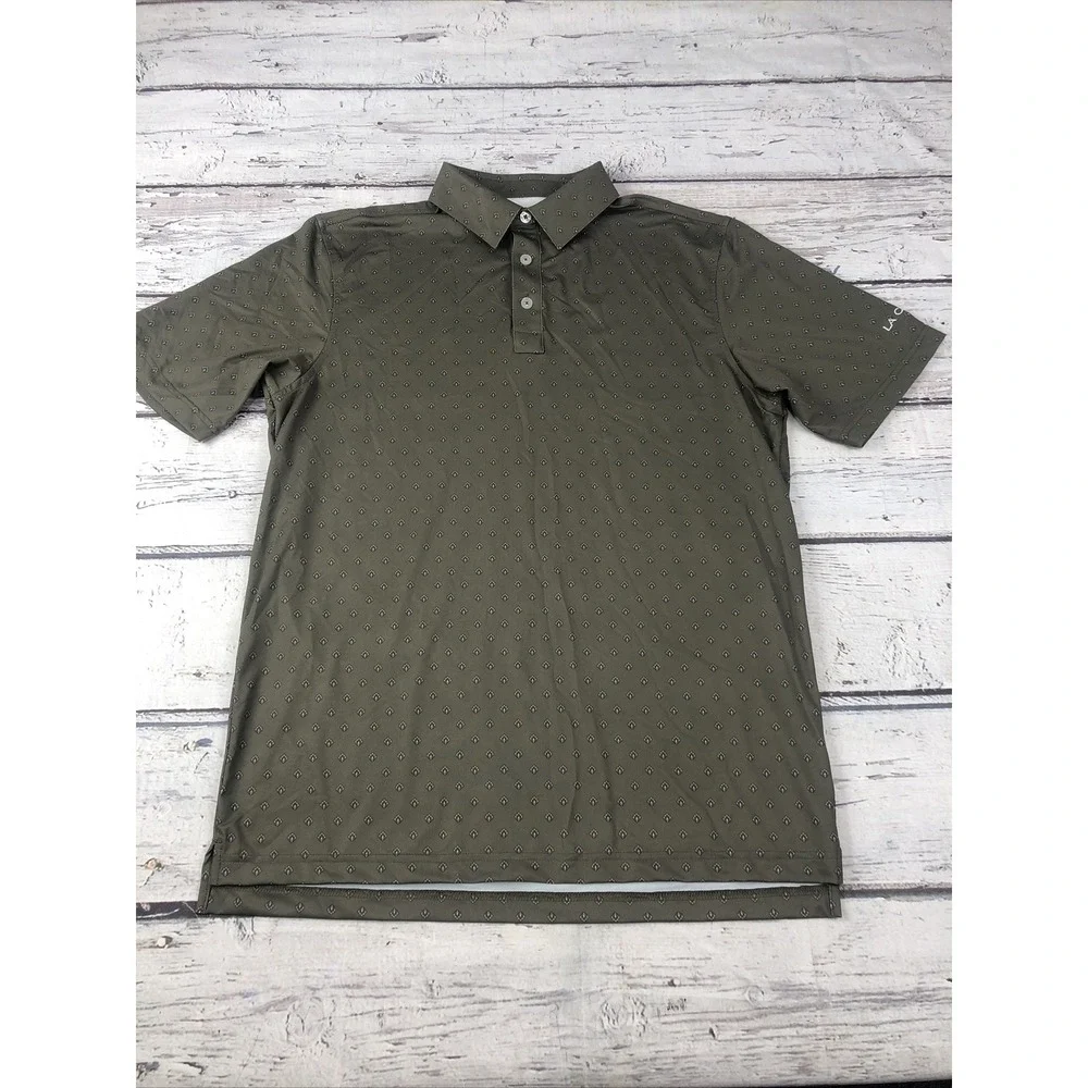 Straight Down Shirt M Performance Polo Golf All Over Print -Olive Green - Picture 1 of 12